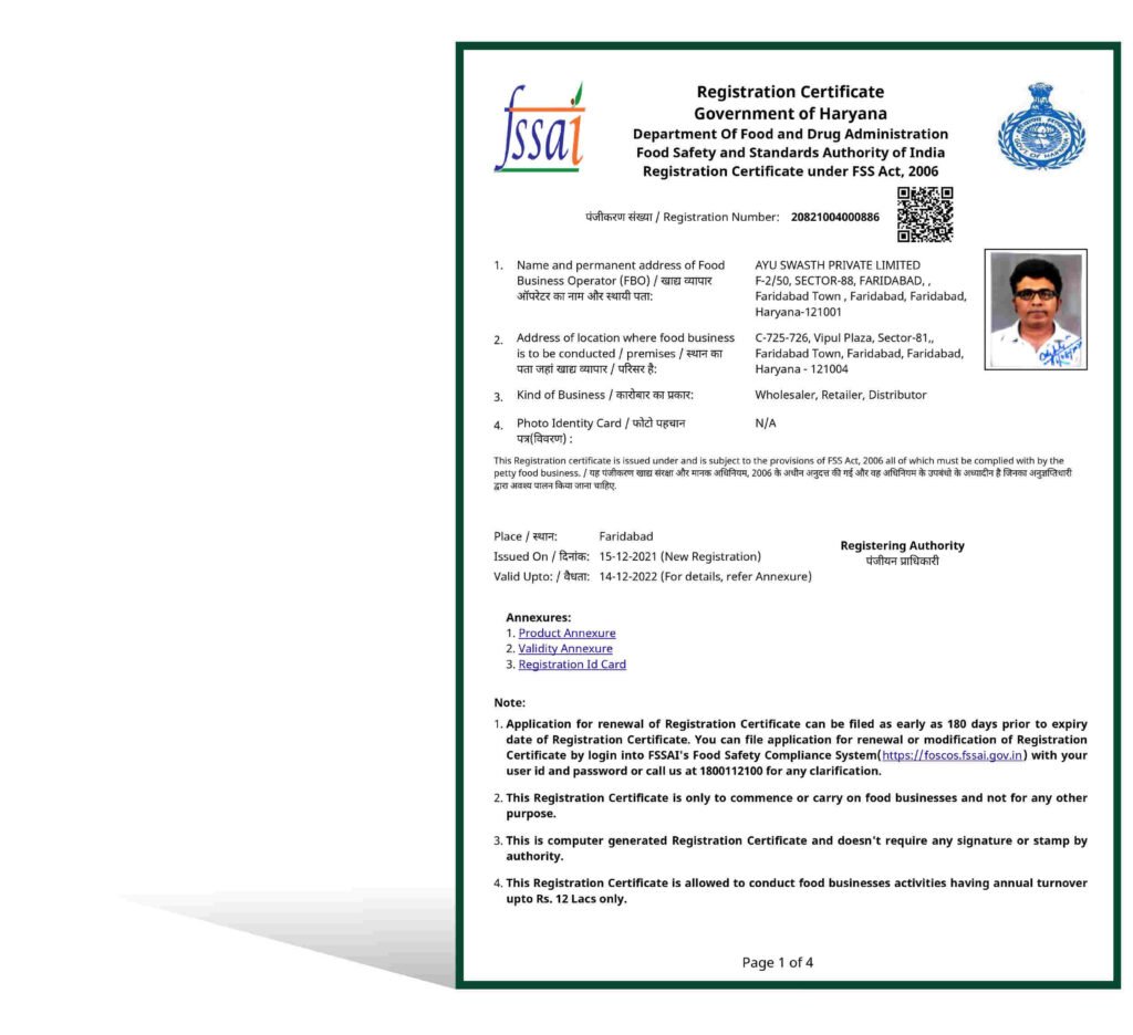 FSSAI Registration Certificate