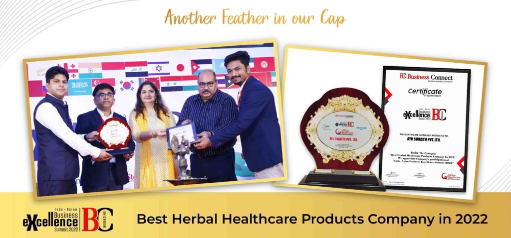 Best Herbal Healthcare Products Company in 2022 Award AyuSwasth