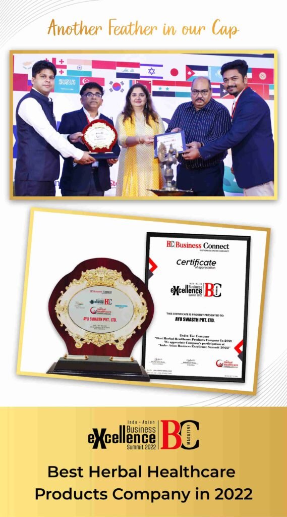 Best Herbal Healthcare Products Company in 2022 Award AyuSwasth