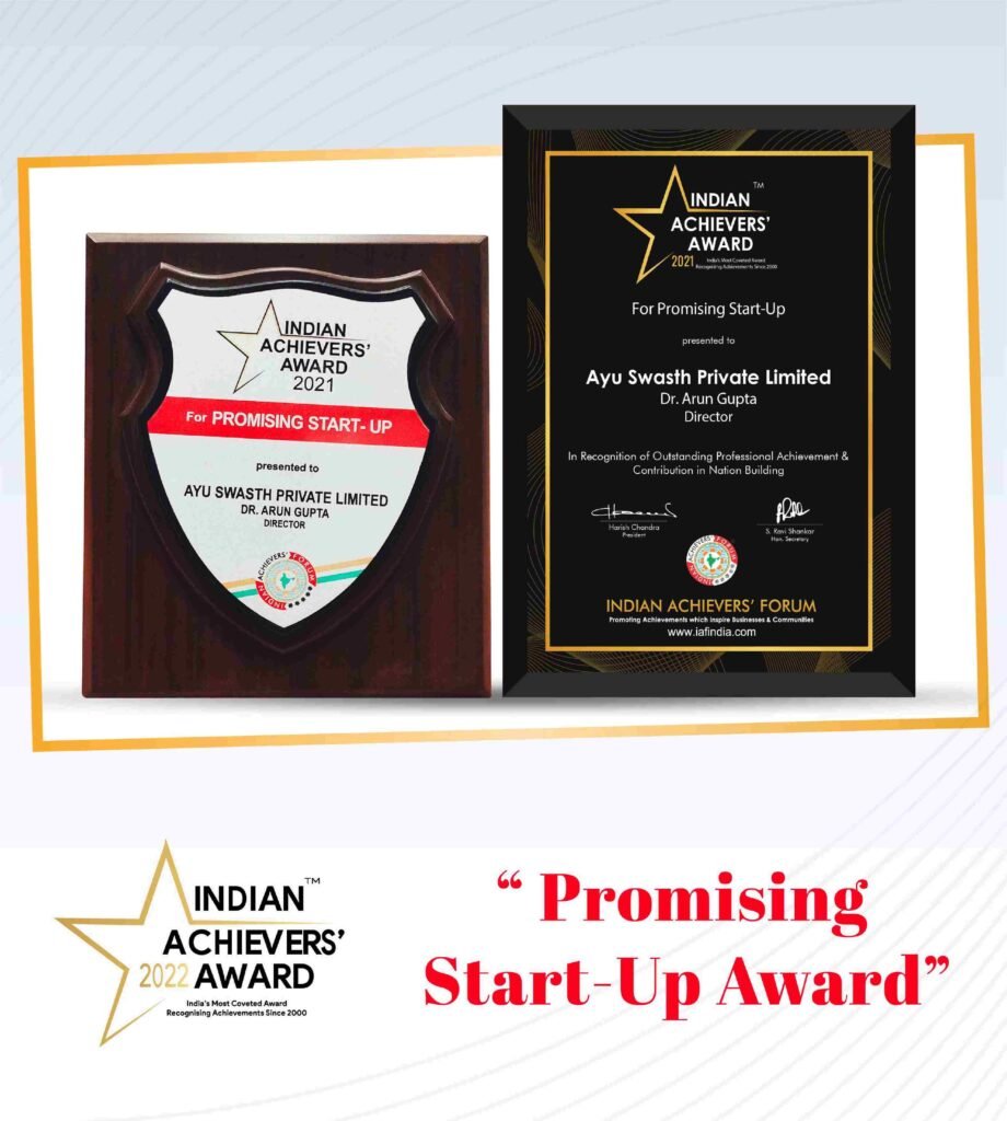 Indian Achiever Promising Start-Up Award AyuSwasth